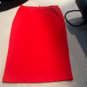 Bright Red Pencil Stretch Skirt